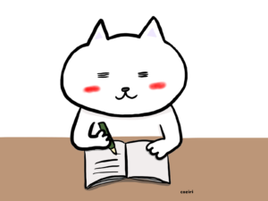 勉強する白猫