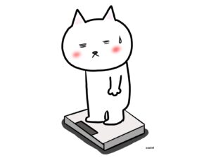 体重を計る白猫イラスト